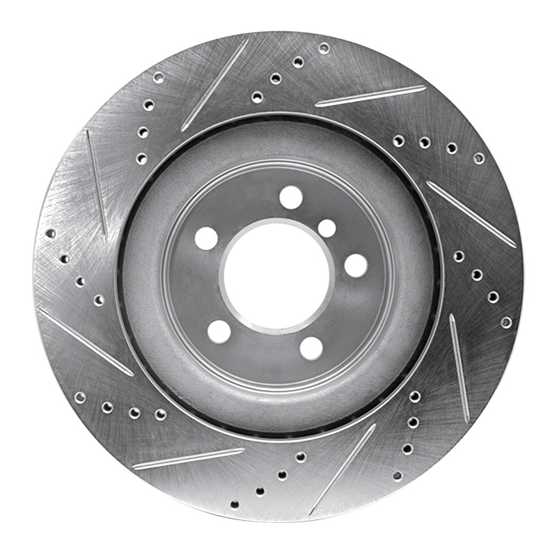 Land Rover Range Rover Brake Rotor (1) - Front Right - R1 Concepts - Drilled & Slotted - Silver - `06-`09